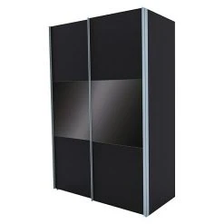BAUHAUS Express Möbel Schwebetürenschrank Swift 150x68x216 cm, Basaltglas, moderner Kleiderschrank