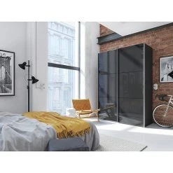 BAUHAUS Express Möbel Schwebetürenschrank Swift - Weißglas Mittig/Eiche Jackson, 150 x 68 x 216 cm 11 BAUHAUS Express Möbel Schwebetürenschrank Swift - Weißglas Mittig/Eiche Jackson, 150 x 68 x 216 cm -Schränke Möbel Mall 12 1818