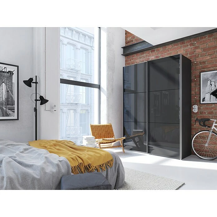 BAUHAUS Express Möbel Schwebetürenschrank Swift - Weißglas Mittig/Eiche Jackson, 150 x 68 x 216 cm 6 BAUHAUS Express Möbel Schwebetürenschrank Swift - Weißglas Mittig/Eiche Jackson, 150 x 68 x 216 cm – Bild 4