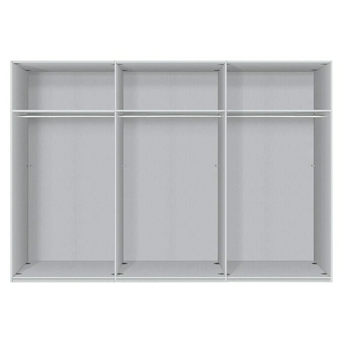 BAUHAUS Express Möbel Schwebetürenschrank Stars B X T X H: 300 X 68 X 216 Cm, Aluminiumfarbene Griffe, Weiß/Weißglas Front, Weißer Korpus – Moderne Kleiderschrank-Lösung 4 BAUHAUS Express Möbel Schwebetürenschrank Stars B X T X H: 300 X 68 X 216 Cm, Aluminiumfarbene Griffe, Weiß/Weißglas Front, Weißer Korpus – Moderne Kleiderschrank-Lösung – Bild 2