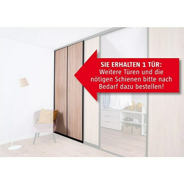 BAUHAUS Room Plaza Easy Schiebetür-Bau-Set Eiche Geplankt/Eiche Trüffel, Profilfarbe: Schwarz – Hochwertige Innentüren 3 BAUHAUS Room Plaza Easy Schiebetür-Bau-Set Eiche Geplankt/Eiche Trüffel, Profilfarbe: Schwarz – Hochwertige Innentüren – Bild 2