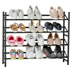 BAUHAUS Schuhregal Loft 23 x 116 x 68 cm Schwarz | Moderner Schuhschrank für stilvolle Ordnung