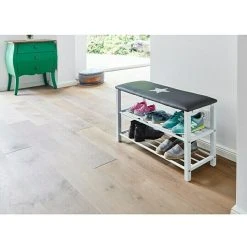 BAUHAUS Schuhregal Mit Sitzbank, 78 x 30 x 48 cm, Stern - Praktischer Schuhschrank mit Sitzgelegenheit -Schränke Möbel Mall 12 1851