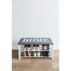 BAUHAUS Schuhregal Mit Sitzbank – Praktisches Schuhregal mit Sitzbank, 78 x 30 x 48 cm, für Zuhause -Schränke Möbel Mall 12 1857