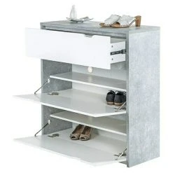 BAUHAUS Phönix Bruno Schuhschrank | Größe: 38 x 100 x 105,7 cm | Grau/Weiß | Modern & Praktisch -Schränke Möbel Mall 12 1869