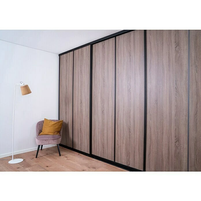 BAUHAUS Room Plaza Easy Schiebetür-Bau-Set Eiche Geplankt/Eiche Trüffel, Profilfarbe: Schwarz – Hochwertige Innentüren 6 BAUHAUS Room Plaza Easy Schiebetür-Bau-Set Eiche Geplankt/Eiche Trüffel, Profilfarbe: Schwarz – Hochwertige Innentüren – Bild 5