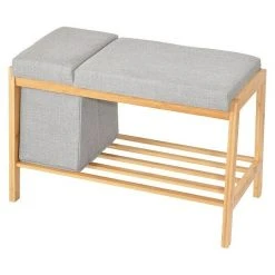 BAUHAUS Schuhregal 70,5 x 36 x 48 cm aus Naturmaterialien - Praktischer Schuhschrank für Zuhause