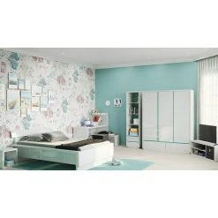 BAUHAUS Phönix Prana Drehtürschrank Weiß – 55 x 158 x 195 cm – Moderner Kleiderschrank -Schränke Möbel Mall 12 21