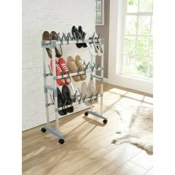 BAUHAUS Ruco Schuhregal Silber 66 x 27 x 100 cm für 36 Paar Schuhe