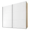 BAUHAUS Express Möbel Schwebetürenschrank Swift 150x68x216 cm | Weiß Front & Eiche Jackson Korpus | Ohne Spiegel & Zubehör -Schränke Möbel Mall 12 286