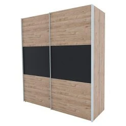 BAUHAUS Express Möbel Schwebetürenschrank Swift B | 200 x 68 x 216 cm | Basalt Mittig/Eiche Jackson | Eiche Jackson