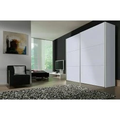 BAUHAUS Express Möbel Schwebetürenschrank Stars - Seidengrau/Spiegel, Aluminiumfarben Griffe, 250 x 68 x 216 cm -Schränke Möbel Mall 12 302