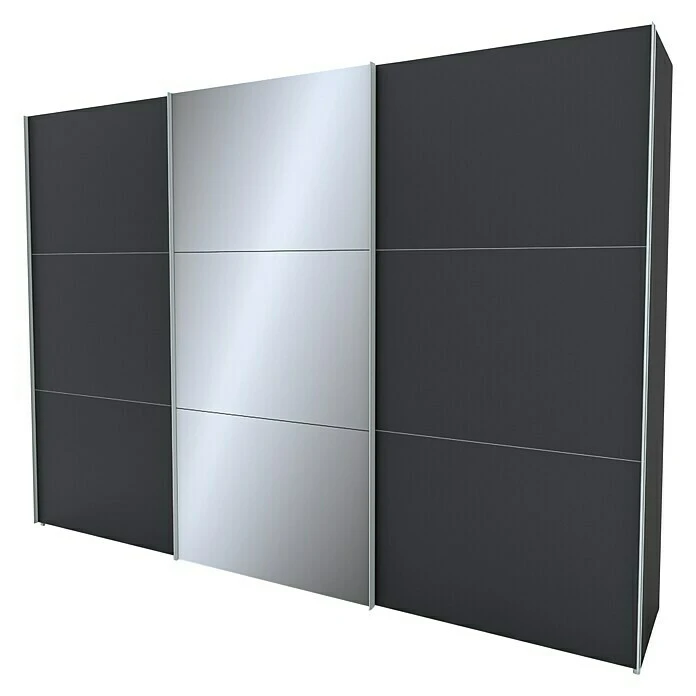 BAUHAUS Express Möbel Schwebetürenschrank Stars B X T X H: 300 X 68 X 236 cm | Alufarben Griff, Graphit/Grauspiegel Front, Graphit Korpus 3 BAUHAUS Express Möbel Schwebetürenschrank Stars B X T X H: 300 X 68 X 236 cm | Alufarben Griff, Graphit/Grauspiegel Front, Graphit Korpus