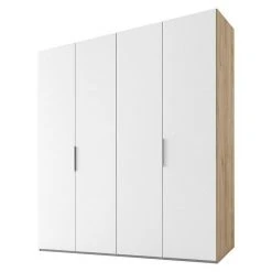 BAUHAUS Express Möbel Drehtürschrank Swift | 200x58x216 cm | Weiß Front & Eiche Jackson Korpus | Schrank ohne Spiegel