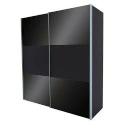 BAUHAUS Express Möbel Schwebetürenschrank Swift - Moderner Kleiderschrank mit Glasfronten, 200 x 68 x 216 cm, Basalt