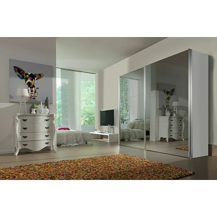 BAUHAUS Express Möbel Schwebetürenschrank Stars - 250x68x236 cm - Weiß, Aluminiumfarben, Spiegelfront 5 BAUHAUS Express Möbel Schwebetürenschrank Stars - 250x68x236 cm - Weiß, Aluminiumfarben, Spiegelfront – Bild 3