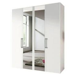 BAUHAUS Express Möbel Drehtürschrank Brooklyn - 58 x 200 x 216 cm, Weiß, Mit Spiegel - Moderner Kleiderschrank