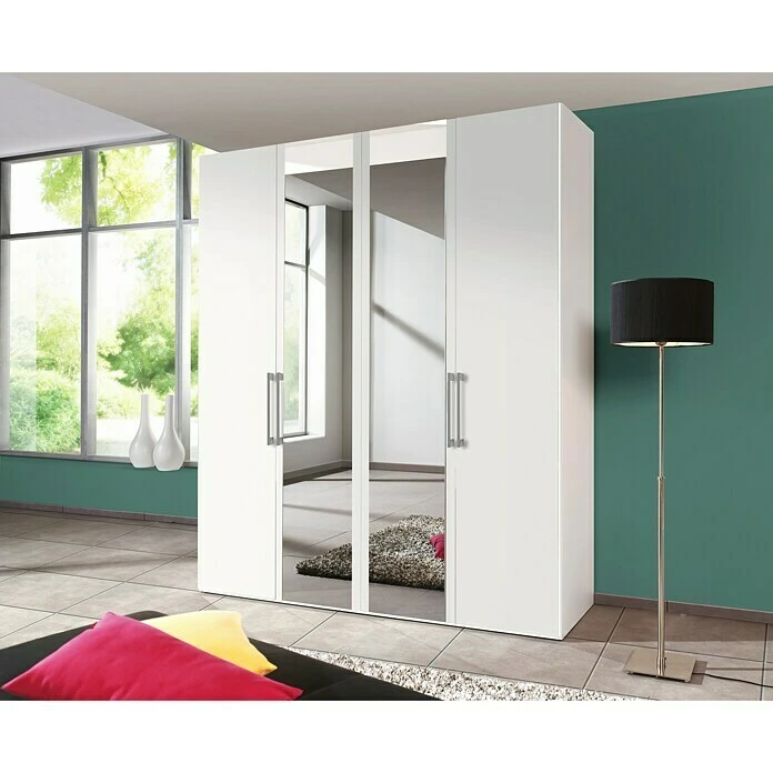BAUHAUS Express Möbel Drehtürschrank Brooklyn - 58 x 200 x 216 cm, Weiß, Mit Spiegel - Moderner Kleiderschrank 4 BAUHAUS Express Möbel Drehtürschrank Brooklyn - 58 x 200 x 216 cm, Weiß, Mit Spiegel - Moderner Kleiderschrank – Bild 2