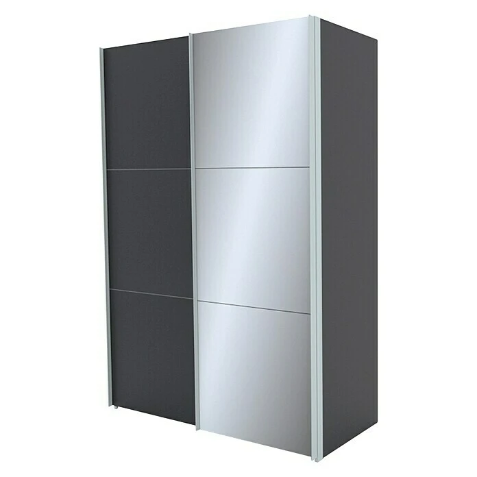 BAUHAUS Express Möbel Schwebetürenschrank Stars B X T X H: 150 X 68 X 216 Cm, Alufarben Griff, Graphit/Grauspiegel Front, Graphit Korpus 3 BAUHAUS Express Möbel Schwebetürenschrank Stars B X T X H: 150 X 68 X 216 Cm, Alufarben Griff, Graphit/Grauspiegel Front, Graphit Korpus