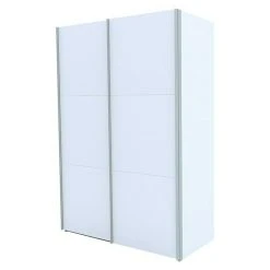 BAUHAUS Express Möbel Schwebetürenschrank Stars 150x68x216 cm, Aluminiumfarben Griff, Weiß Front & Korpus