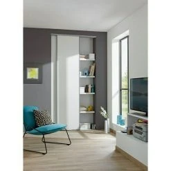 BAUHAUS Optimum Schiebetür-Set Weiß Matt/Anthrazit Matt, 120 x 250 cm – Modernes Design für Ihre Innentüren