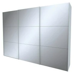 BAUHAUS Express Möbel Schwebetürenschrank Stars B X T X H: 300 X 68 X 216 Cm - Aluminiumfarben, Seidengrau/Seidengrauglas, Seidengrau