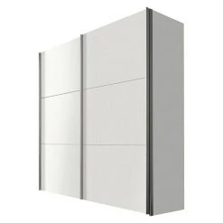 BAUHAUS Express Möbel Schwebetürenschrank Stars B X T X H: 200 X 68 X 236 Cm, Weiß mit Aluminiumfarben Griffe