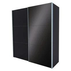 BAUHAUS Express Möbel Schwebetürenschrank Swift B 200 x 68 x 216 cm, Basaltglas/Basalt – Moderne Glasfronten, Basalt Korpus
