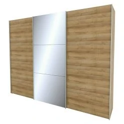 BAUHAUS Express Möbel Schwebetürenschrank Stars B - Moderner Kleiderschrank in Eiche Riviera/Spiegel, 300 x 68 x 236 cm