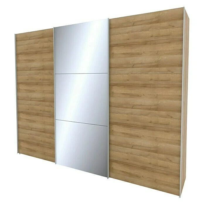 BAUHAUS Express Möbel Schwebetürenschrank Stars B - Moderner Kleiderschrank in Eiche Riviera/Spiegel, 300 x 68 x 236 cm 3 BAUHAUS Express Möbel Schwebetürenschrank Stars B - Moderner Kleiderschrank in Eiche Riviera/Spiegel, 300 x 68 x 236 cm