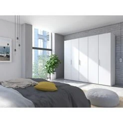 BAUHAUS Express Möbel Drehtürschrank Swift - Weiß - 250 x 58 x 216 cm - Mit Spiegel -Schränke Möbel Mall 12 510