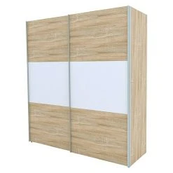 BAUHAUS Express Möbel Schwebetürenschrank Stars B X T X H: 200 X 68 X 216 Cm, Eiche Sonoma/Weiß – Moderner Kleiderschrank mit Schwebetüren