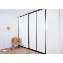 BAUHAUS Room Plaza Easy Schiebetür-Bau-Set Hochglanz Schwarz/Weiß | Premium Qualität | Einfache Montage -Schränke Möbel Mall 12 54
