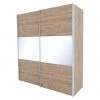 BAUHAUS Express Möbel Schwebetürenschrank Swift B 200 x 68 x 216 cm | Weißglas Mittig/Eiche Jackson | Mit Glasfronten & Zubehör