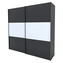 BAUHAUS Express Möbel Schwebetürenschrank Stars B 250 x 68 x 236 cm | Graphit/Weiß Front, Graphit Korpus & Griffe