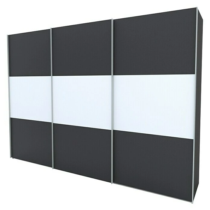 BAUHAUS Express Möbel Schwebetürenschrank Stars B X T X H: 300 X 68 X 216 Cm, Alufarben Griff, Graphit/Weiß Front, Graphit Korpus 3 BAUHAUS Express Möbel Schwebetürenschrank Stars B X T X H: 300 X 68 X 216 Cm, Alufarben Griff, Graphit/Weiß Front, Graphit Korpus