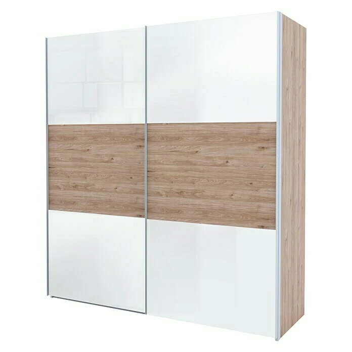 BAUHAUS Express Möbel Schwebetürenschrank Swift | 200x68x216 cm | Glasfronten | Weißglas/Eiche Jackson Design 3 BAUHAUS Express Möbel Schwebetürenschrank Swift | 200x68x216 cm | Glasfronten | Weißglas/Eiche Jackson Design
