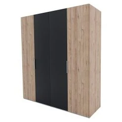 BAUHAUS Express Möbel Drehtürschrank Swift - Eiche Jackson/Basalt - 200x58x216 cm
