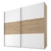 BAUHAUS Express Möbel Schwebetürenschrank Swift B 200x68x216 cm, Weiß/Eiche Jackson Horizontal, ohne Spiegel, mit Zubehör