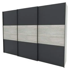 BAUHAUS Express Möbel Schwebetürenschrank Stars – Graphit/Platin Eiche – 300 x 68 x 216 cm