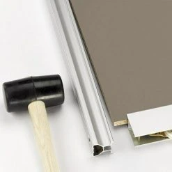 BAUHAUS Room Plaza Easy Schiebetür-Bau-Set Taupe/Weiß Miniperl, Profilfarbe: Silber – Praktische Innentür mit modernem Design -Schränke Möbel Mall 12 64