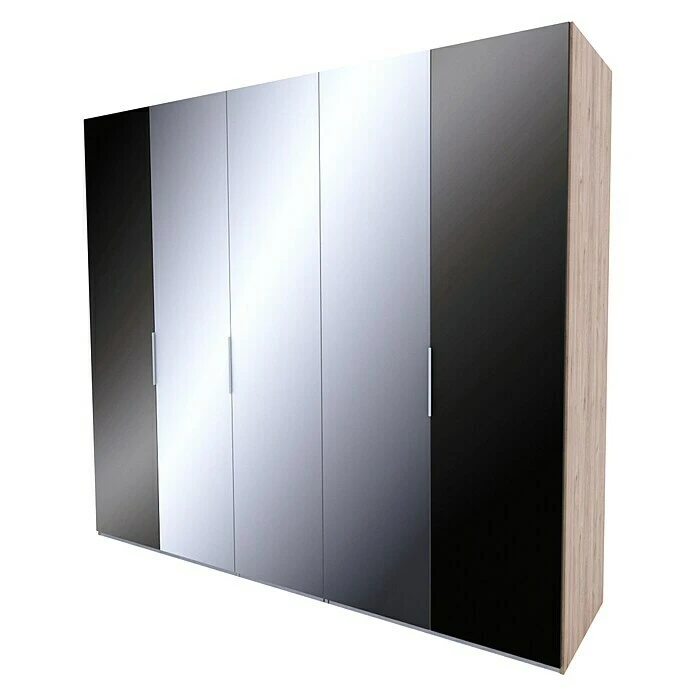 BAUHAUS Express Möbel Drehtürschrank Swift 250x58x216 cm - Basaltglas Front & Eiche Jackson Korpus mit Spiegel & Zubehör 3 BAUHAUS Express Möbel Drehtürschrank Swift 250x58x216 cm - Basaltglas Front & Eiche Jackson Korpus mit Spiegel & Zubehör