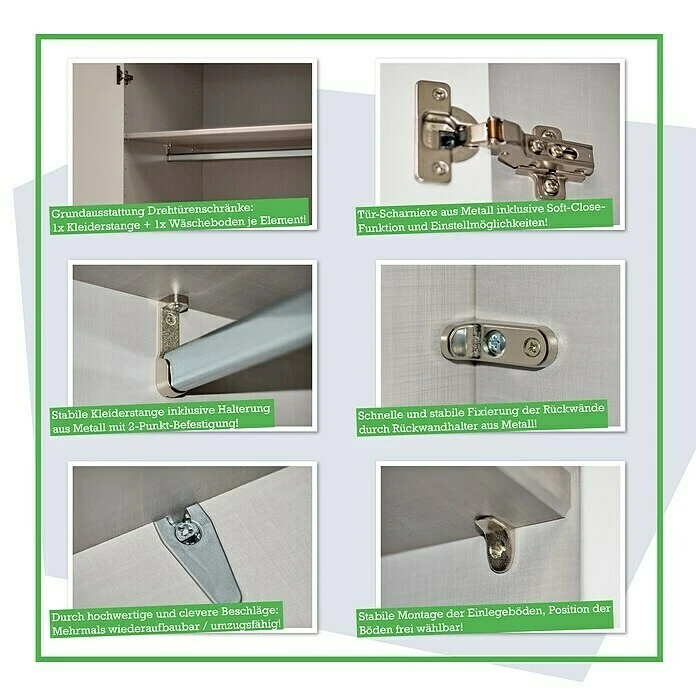 BAUHAUS Express Möbel Drehtürschrank Swift 250x58x216 cm - Basaltglas Front & Eiche Jackson Korpus mit Spiegel & Zubehör 6 BAUHAUS Express Möbel Drehtürschrank Swift 250x58x216 cm - Basaltglas Front & Eiche Jackson Korpus mit Spiegel & Zubehör – Bild 4
