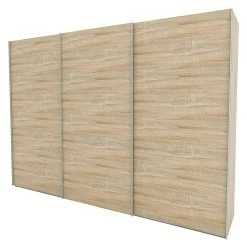 BAUHAUS Express Möbel Schwebetürenschrank Stars B X T X H: 300 X 68 X 216 Cm – Aluminiumfarben Griff, Eiche Sonoma Front & Korpus