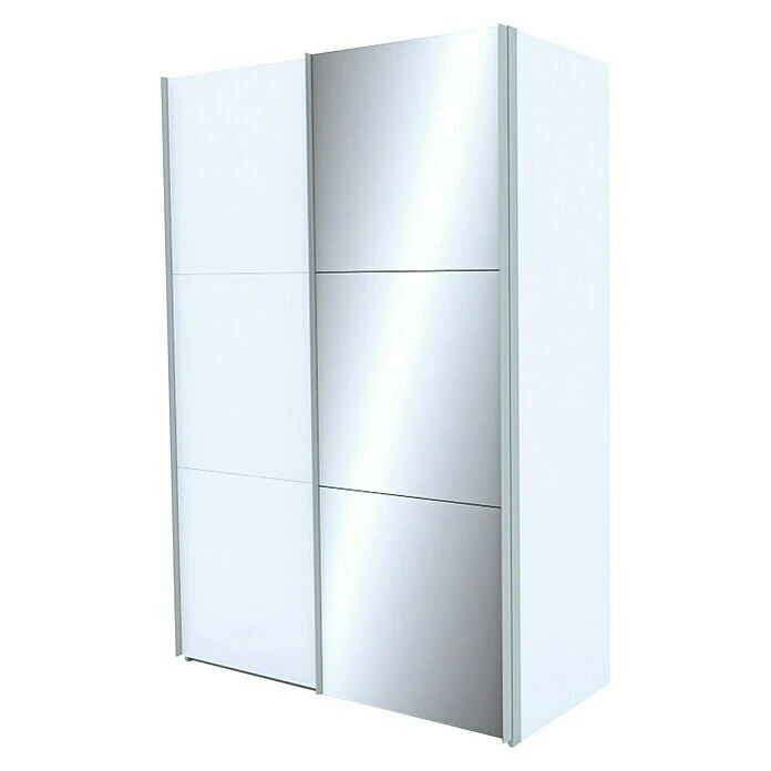 BAUHAUS Express Möbel Schwebetürenschrank Stars B X T X H: 150 X 68 X 216 Cm, Aluminiumfarben Griff, Weiß/Spiegel Front, Weiß Korpus 3 BAUHAUS Express Möbel Schwebetürenschrank Stars B X T X H: 150 X 68 X 216 Cm, Aluminiumfarben Griff, Weiß/Spiegel Front, Weiß Korpus