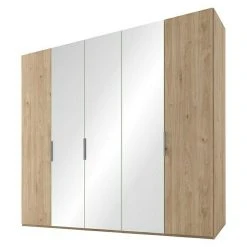 BAUHAUS Express Möbel Drehtürschrank Swift | Eiche Jackson | 250 x 58 x 216 cm | Mit Spiegel