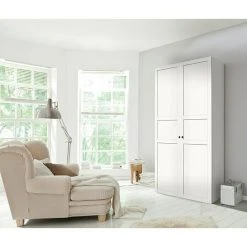 BAUHAUS Express Möbel Drehtürschrank Brooklyn Landhaus Weiß, 58 x 100 x 216 cm, ohne Spiegel