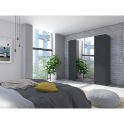 BAUHAUS Express Möbel Drehtürschrank Swift - Basalt & Eiche Jackson - 200x58x216 cm -Schränke Möbel Mall 12 744