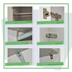 BAUHAUS Express Möbel Drehtürschrank Swift | Mit Spiegel | Basaltglas & Eiche Jackson | 200 x 58 x 216 cm -Schränke Möbel Mall 12 749