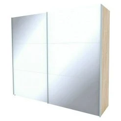 BAUHAUS Express Möbel Schwebetürenschrank Stars B 250 x 68 x 216 cm - Weißglas & Eiche Sonoma